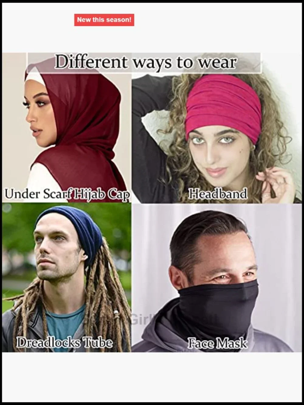 Set of 12 Stretch Spandex Hijab Under Caps for Turban Head Wraps